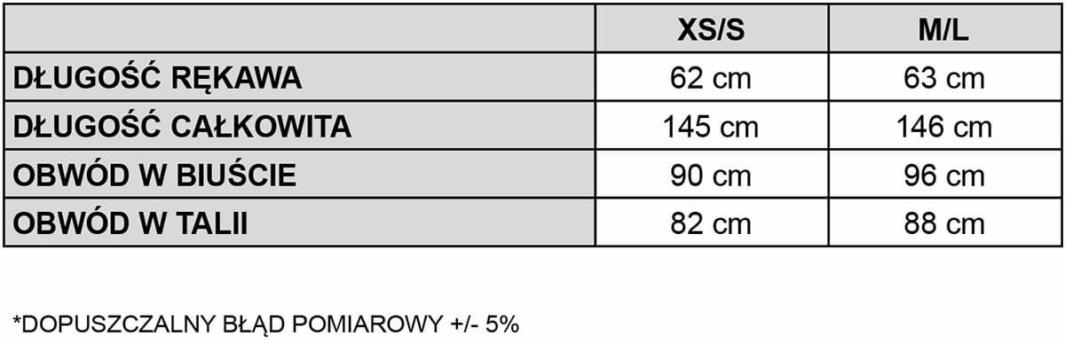 tabela rozmiarowa jedwabna sukienka etera