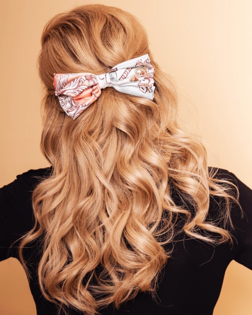 jedwabna kokarda do wlosow ondo karuzela pudrowy roz spadiora