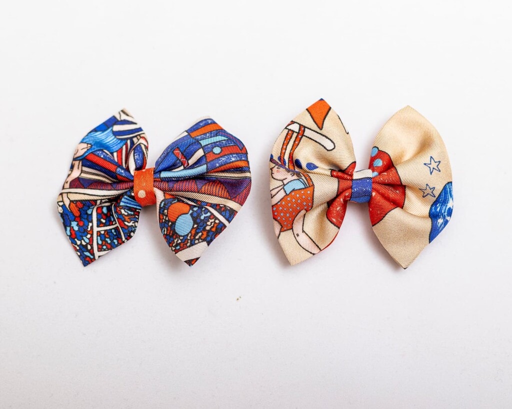 zestaw dwoch spinek do wlosow z jedwabnymi kokardkami arko cyrk spadiora 1