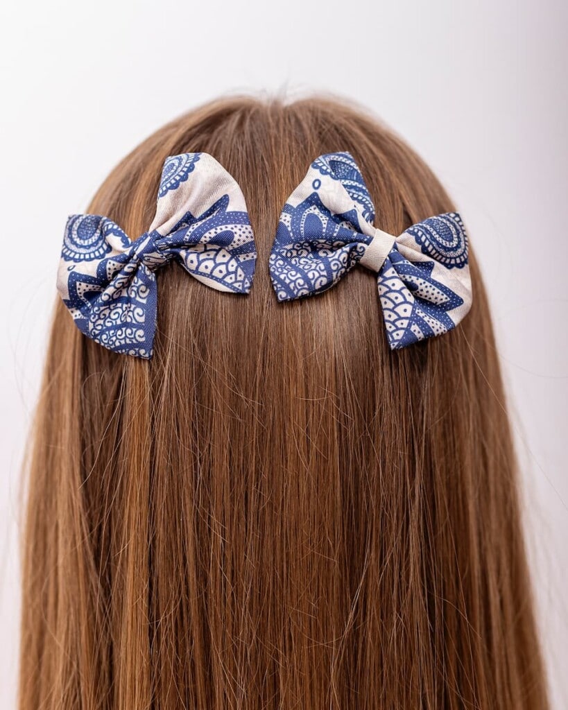 zestaw dwoch spinek do wlosow z jedwabnymi kokardkami arko duma spadiora