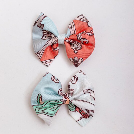 zestaw dwoch spinek do wlosow z jedwabnymi kokardkami arko karuzela krolewski blekit spadiora