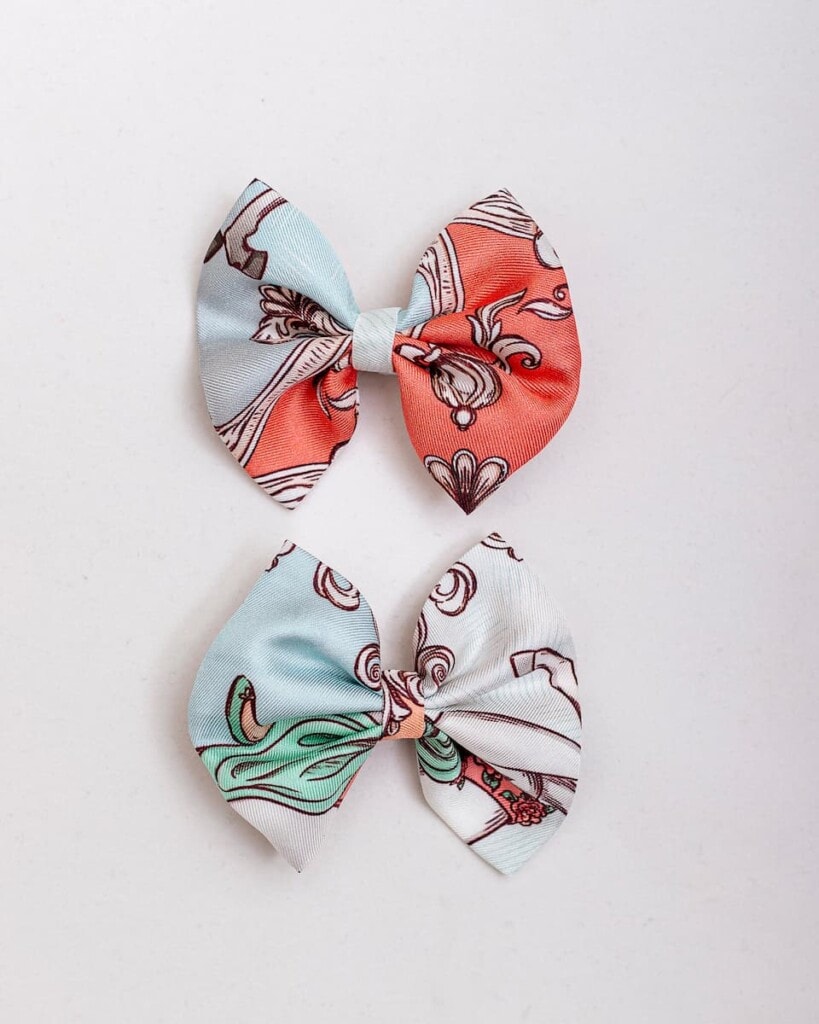 zestaw dwoch spinek do wlosow z jedwabnymi kokardkami arko karuzela krolewski blekit spadiora