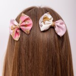 zestaw dwoch spinek do wlosow z jedwabnymi kokardkami arko karuzela pudrowy roz spadiora 1