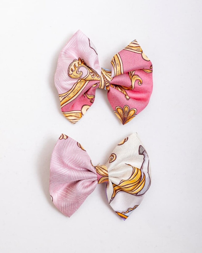 zestaw dwoch spinek do wlosow z jedwabnymi kokardkami arko karuzela pudrowy roz spadiora