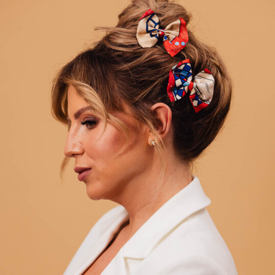 Zestaw dwóch spinek do włosów z jedwabnymi kokardkami Arko "Cyrk"