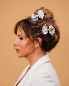 zestaw dwoch spinek do wlosow z jedwabnymi kokardkami arko karuzela krolewski blekit spadiora 3