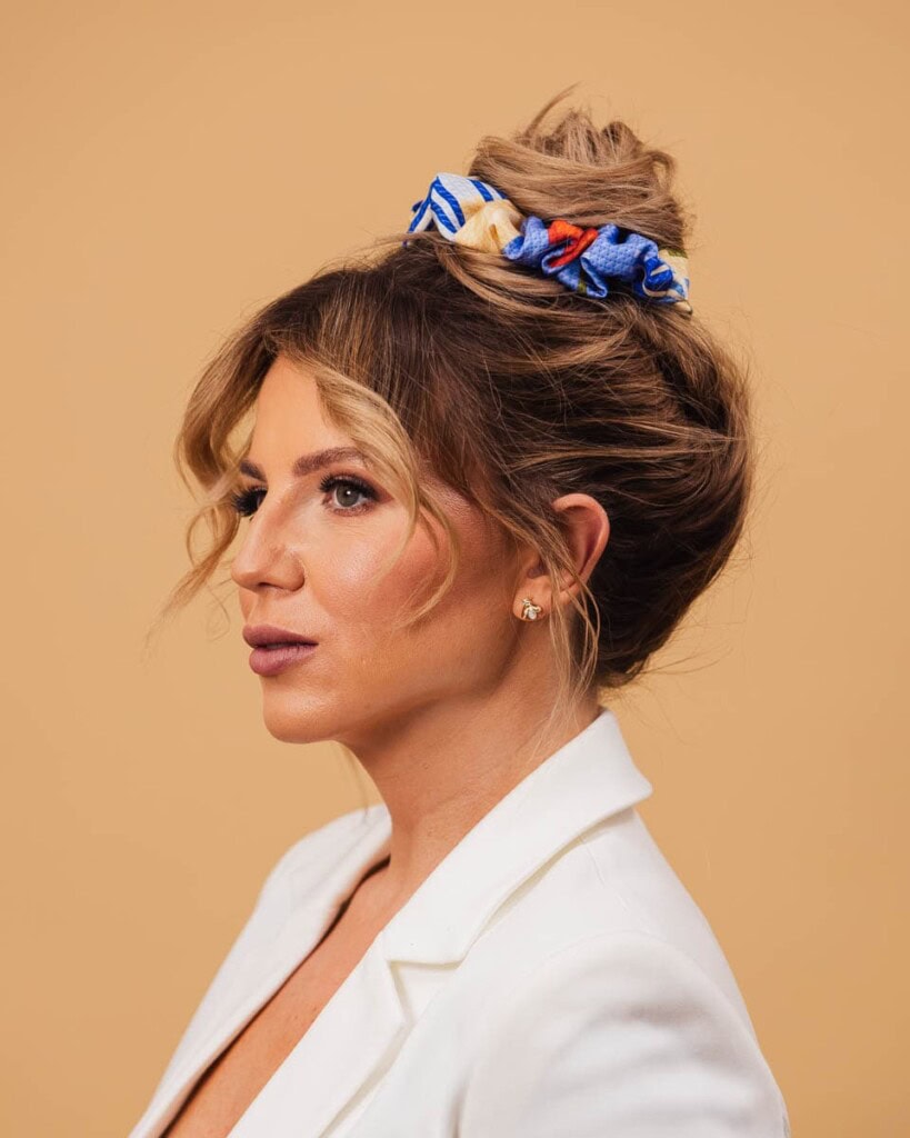 jedwabna gumka scrunchie makatka spadiora