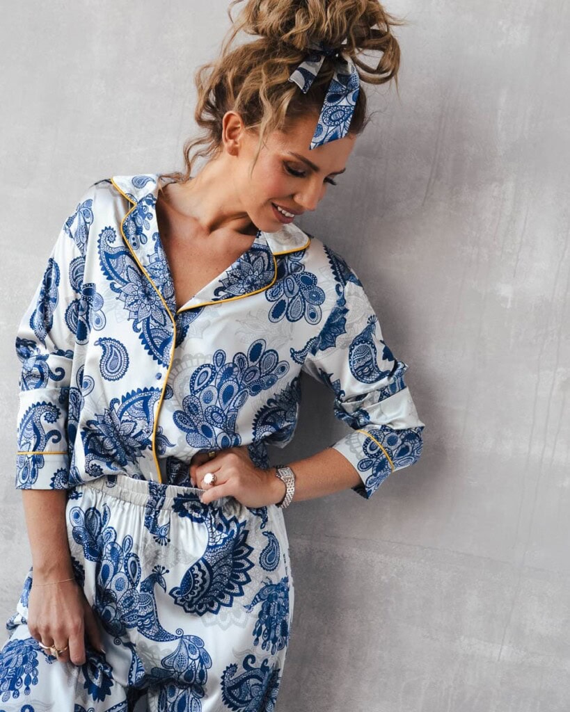 jedwabna satynowa pizama revo duma zestaw z dlugimi spodniami spadiora 20