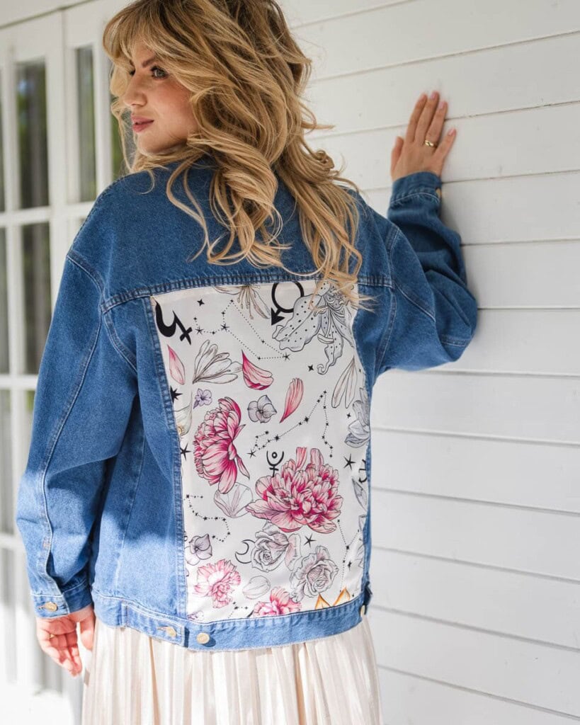 kurtka jeansowa safari kwiaty zodiaku pedzel spadiora 5