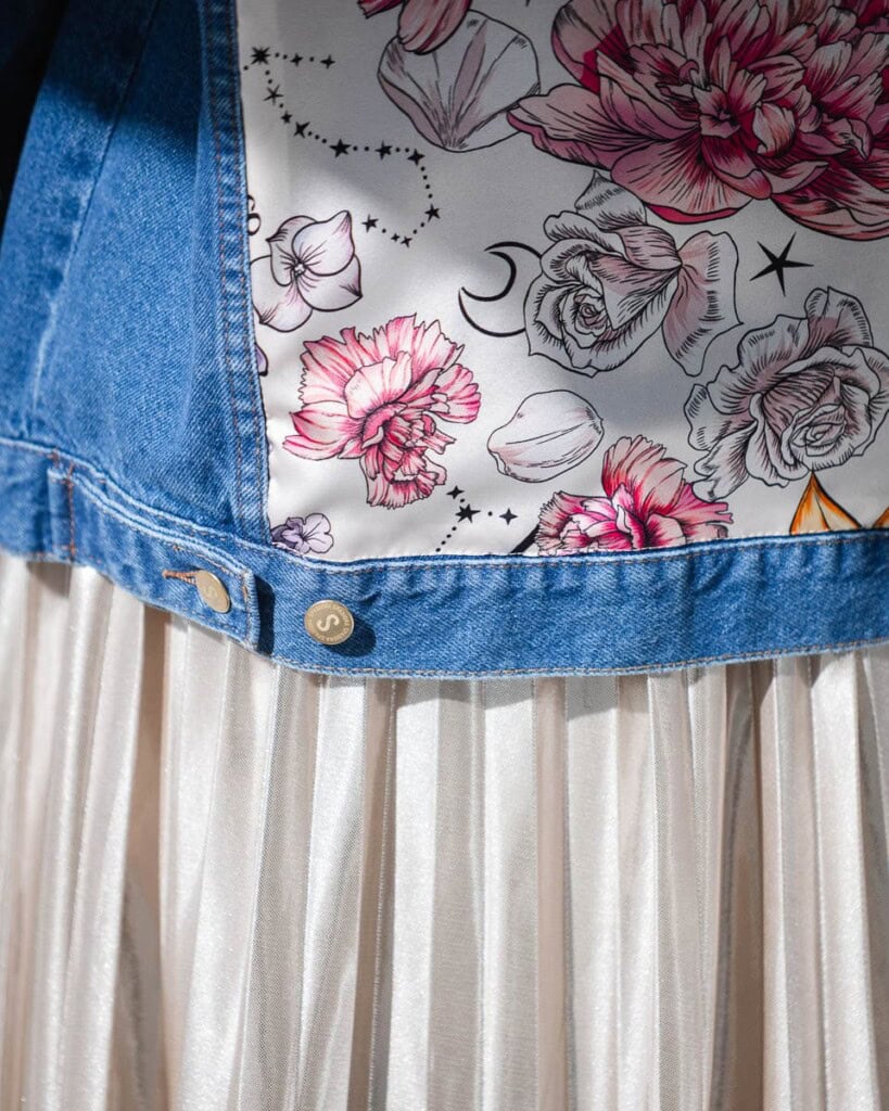 kurtka jeansowa safari kwiaty zodiaku pedzel spadiora 6