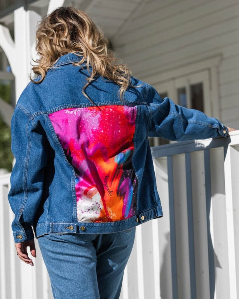 kurtka jeansowa safari kwiaty zodiaku pedzel spadiora 25