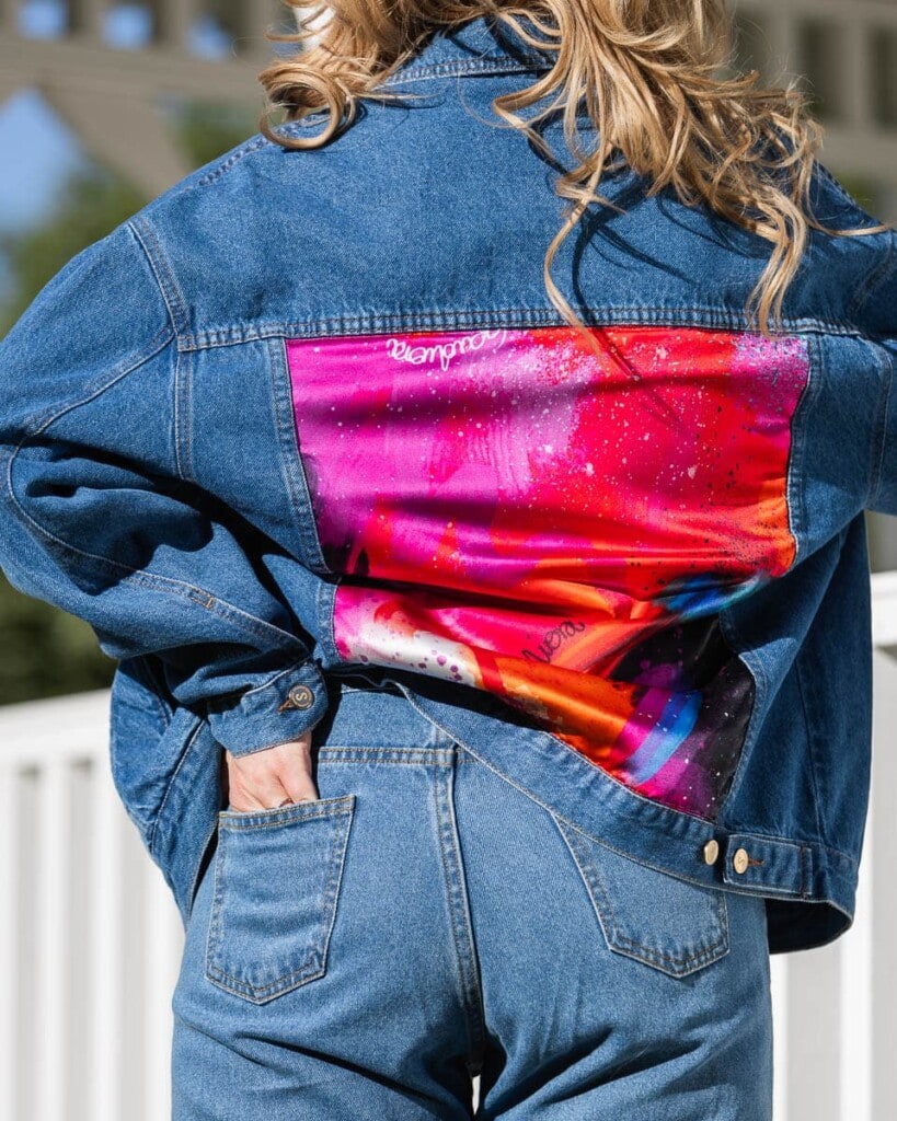 kurtka jeansowa safari kwiaty zodiaku pedzel spadiora 26