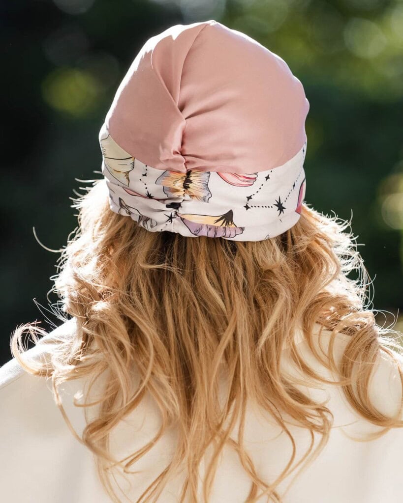 jedwabny turban dwukolorowy kwiaty zodiaku spadiora 4