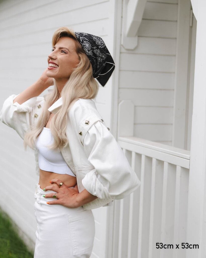 apaszka jedwabna dwustronna feminimal czarna spadiora 1