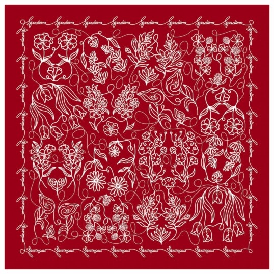 Double-sided silk scarf "Feminimal" maroon