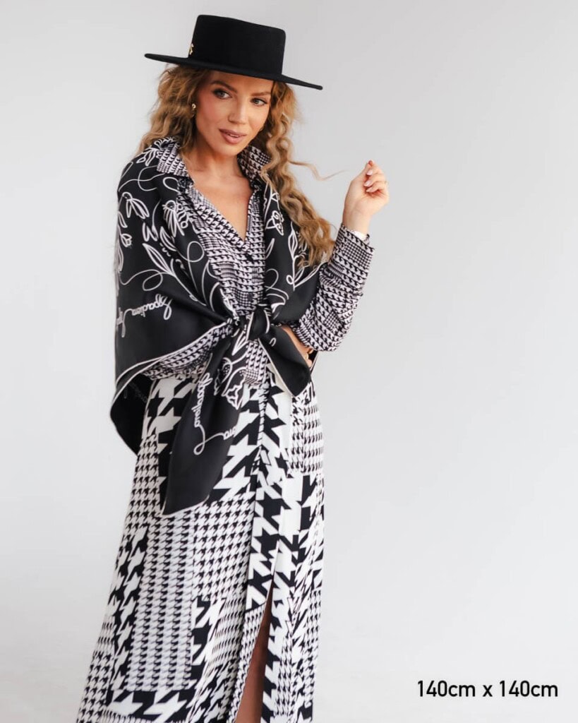 apaszka jedwabna dwustronna feminimal czarna spadiora 12