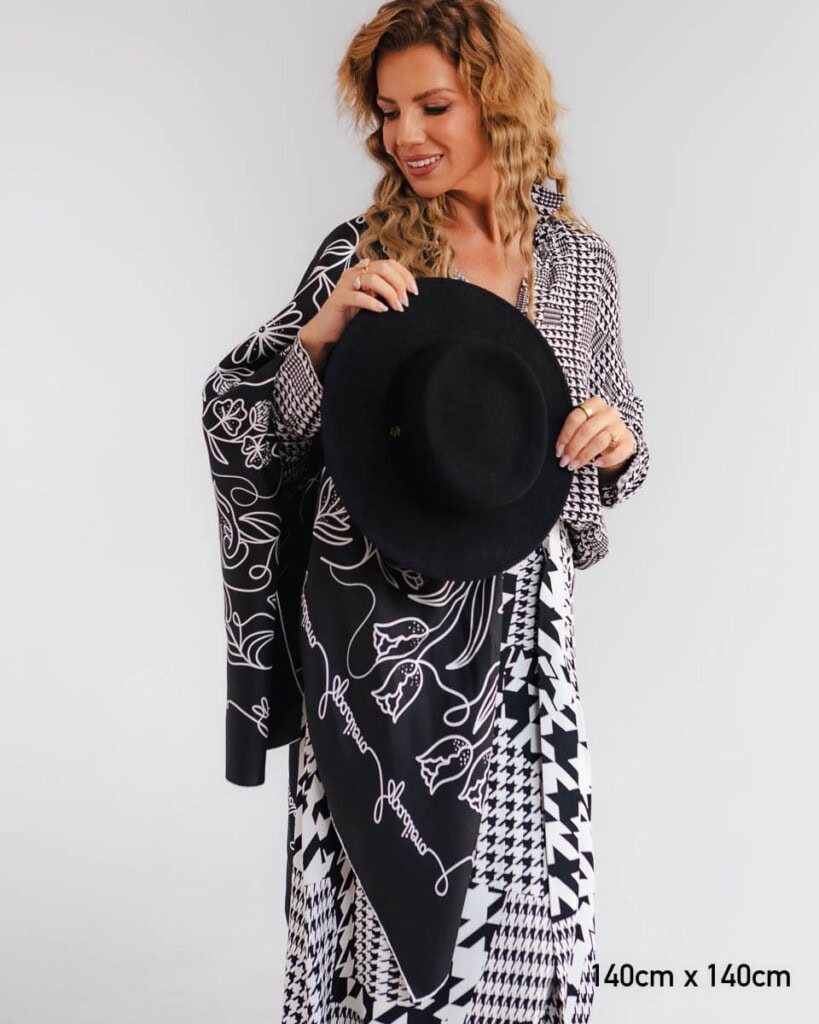 apaszka jedwabna dwustronna feminimal czarna spadiora 17