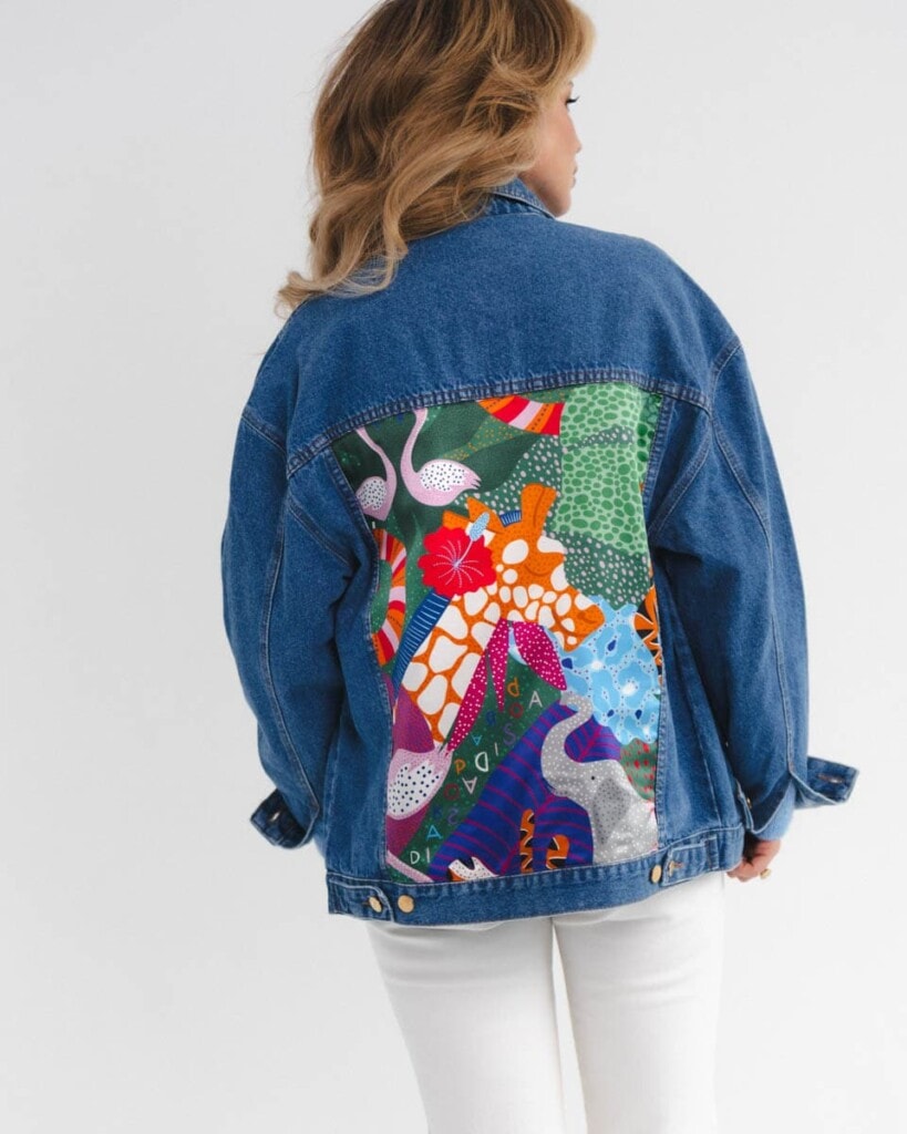 kurtka jeansowa safari kwiaty zodiaku pedzel spadiora 30