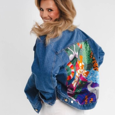 kurtka jeansowa safari kwiaty zodiaku pedzel spadiora 32