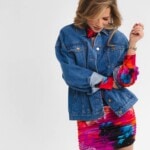 kurtka jeansowa safari kwiaty zodiaku pedzel spadiora 36