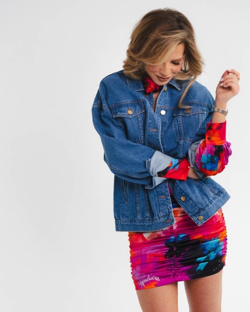 kurtka jeansowa safari kwiaty zodiaku pedzel spadiora 36