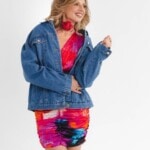 kurtka jeansowa safari kwiaty zodiaku pedzel spadiora 40