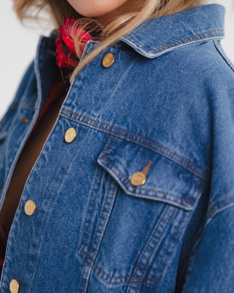 kurtka jeansowa safari kwiaty zodiaku pedzel spadiora 43