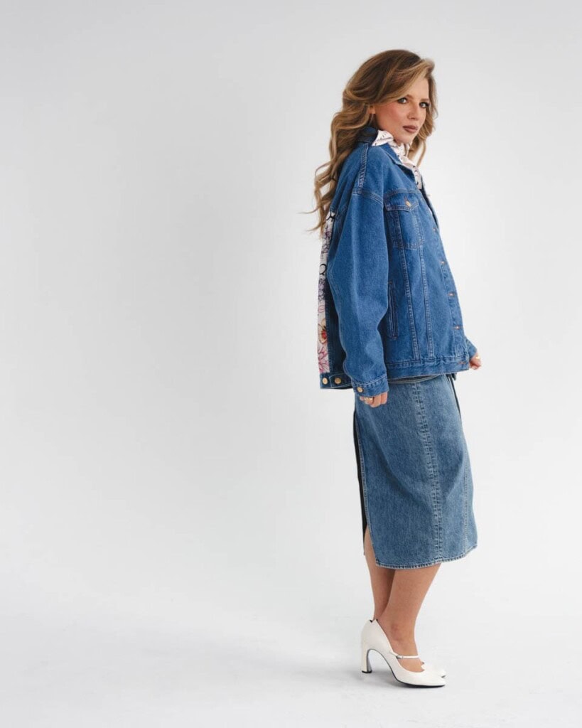 kurtka jeansowa safari kwiaty zodiaku pedzel spadiora 45