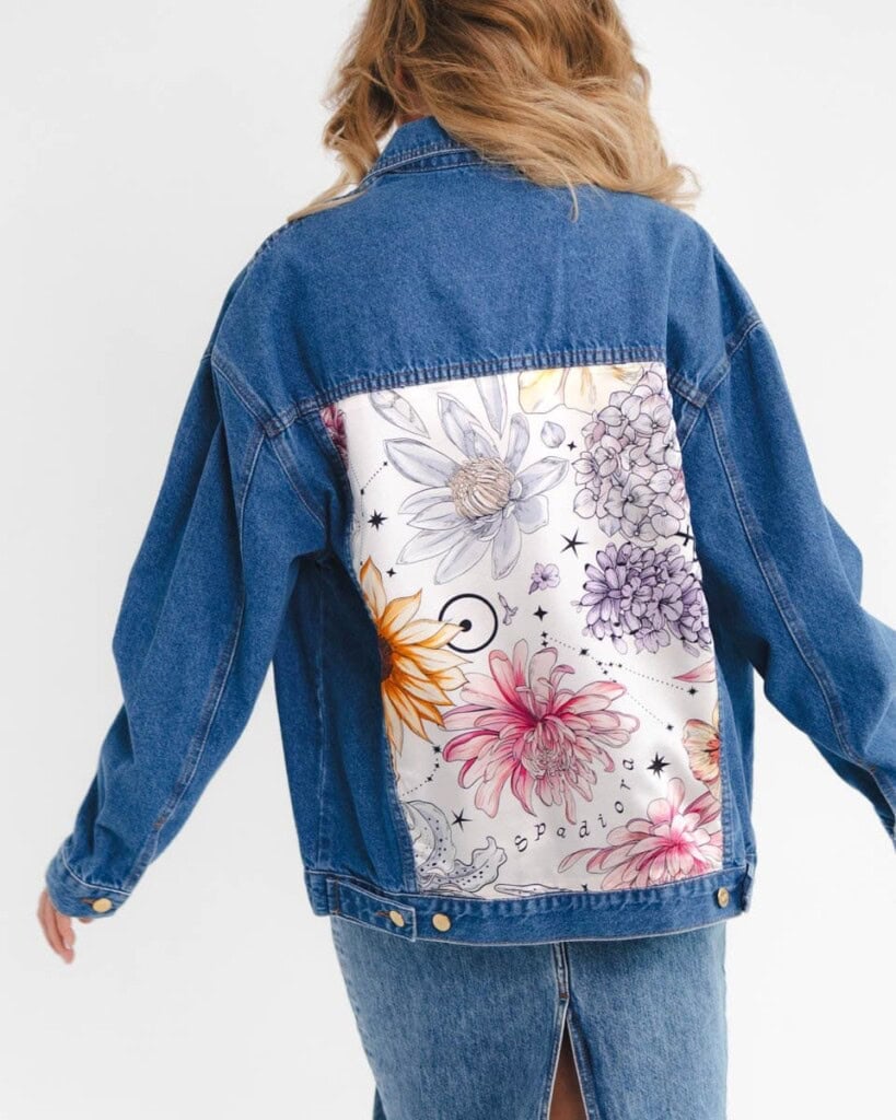 kurtka jeansowa safari kwiaty zodiaku pedzel spadiora 47