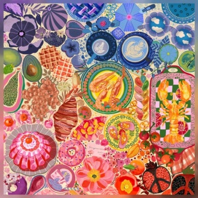 Double-sided silk scarf "Delicacies"