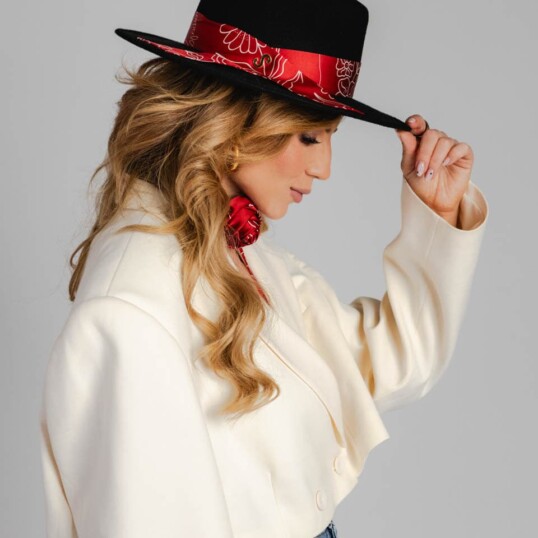 kapelusz damski bando z jedwabna szarfa czarny spadiora 6