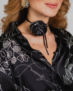 jedwabna roza feminimal czarna spadiora