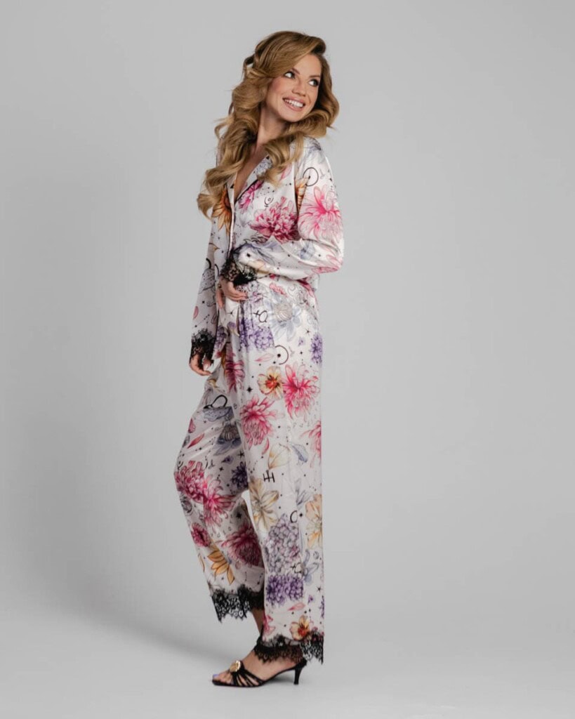 jedwabna pizama senso kwiaty zodiaku zestaw z dlugimi spodniami spadiora 6