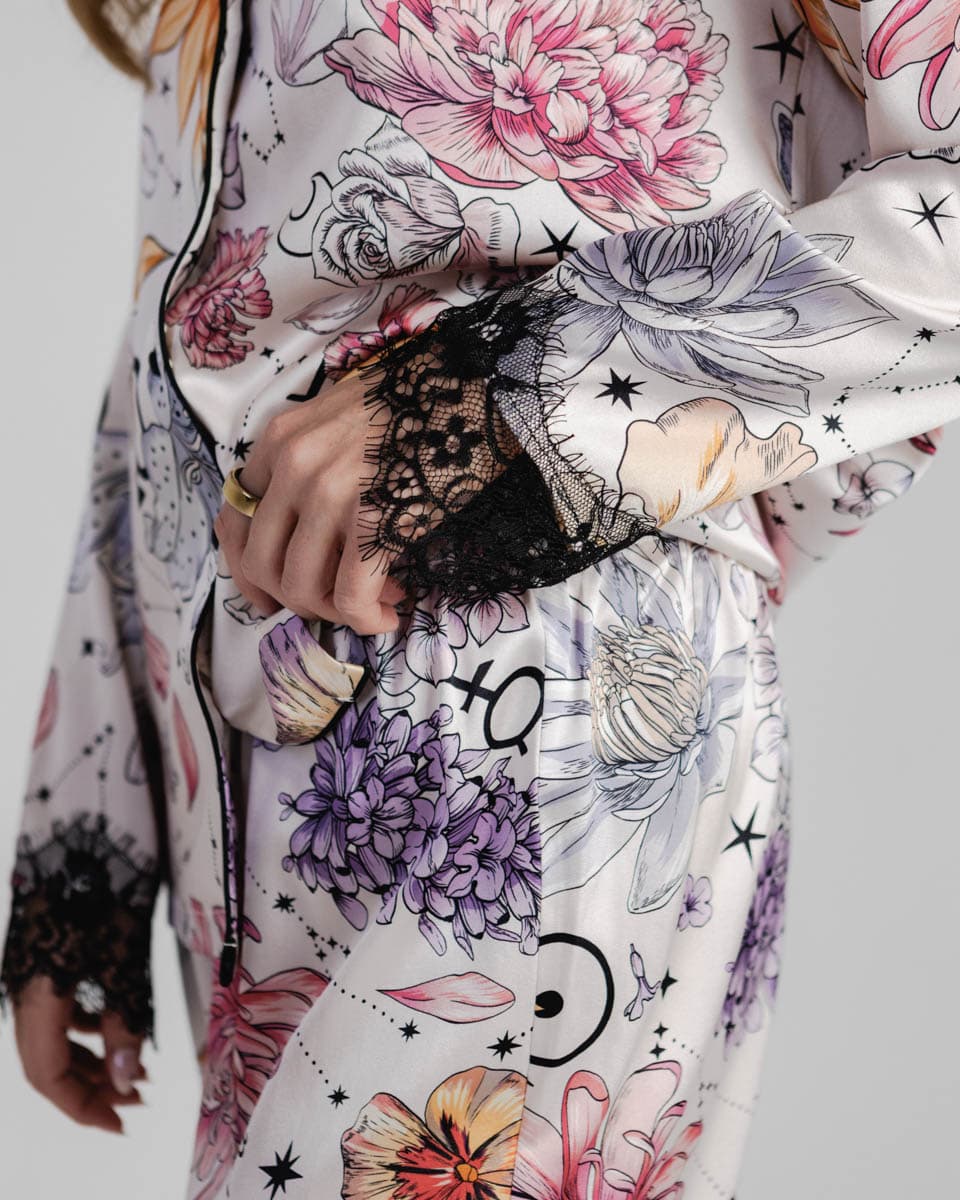 jedwabna pizama senso kwiaty zodiaku zestaw z dlugimi spodniami spadiora 8