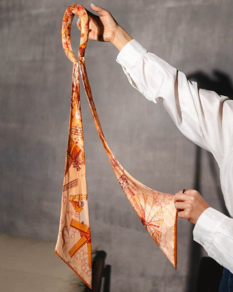 jedwabna opaska z dluga szarfa amoro wiatraki spadiora 3