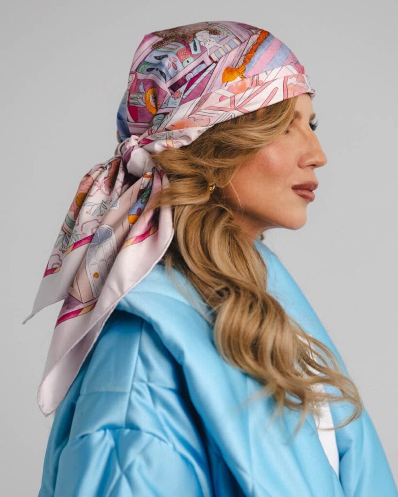 apaszka jedwabna dwustronna rozowe szeptane opowiesci spadiora 6