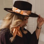 kapelusz damski vakero z jedwabna szarfa brazowy spadiora 1