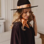 kapelusz damski vakero z jedwabna szarfa brazowy spadiora 3