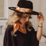 kapelusz damski vakero z jedwabna szarfa brazowy spadiora 4