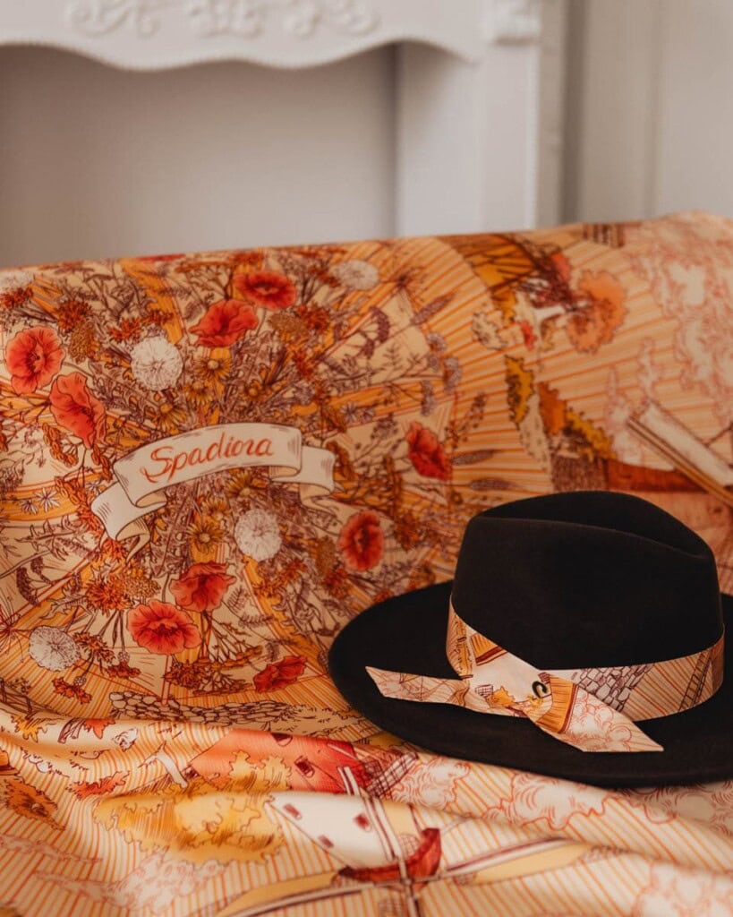 kapelusz damski vakero z jedwabna szarfa brazowy spadiora 10