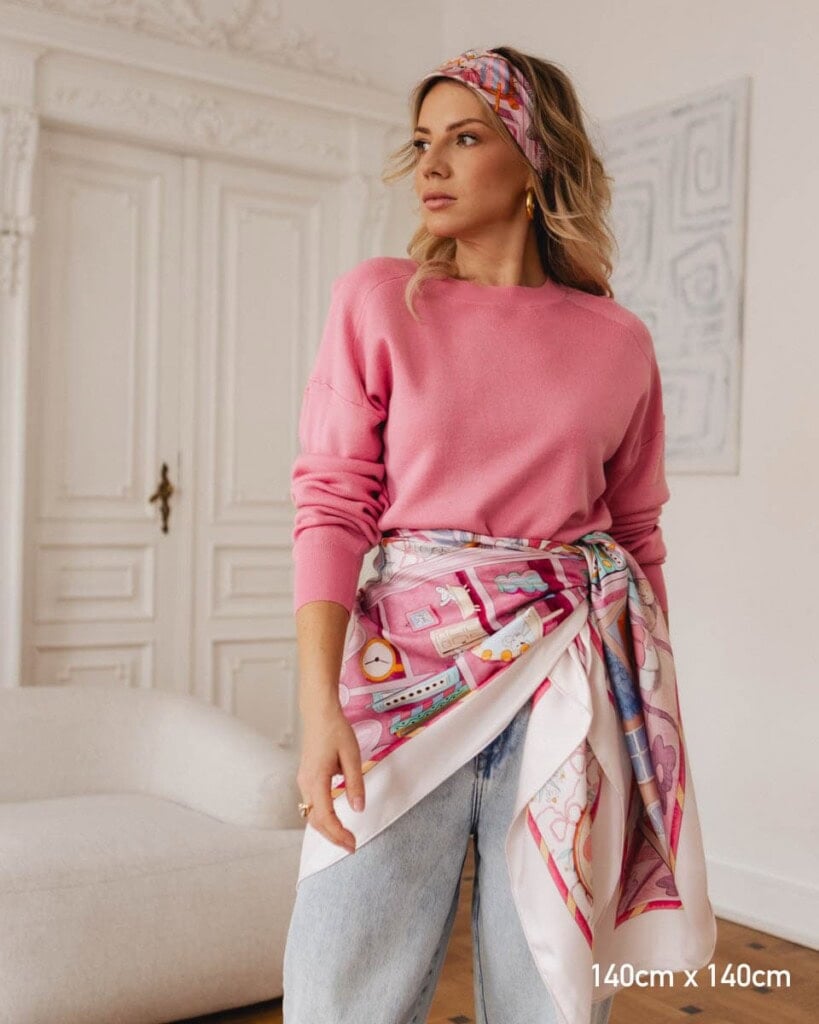 apaszka jedwabna dwustronna rozowe szeptane opowiesci spadiora 7