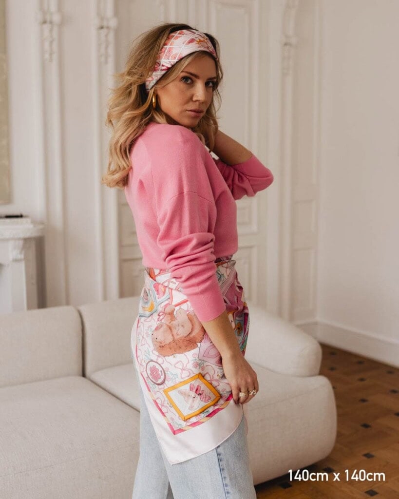 apaszka jedwabna dwustronna rozowe szeptane opowiesci spadiora 9