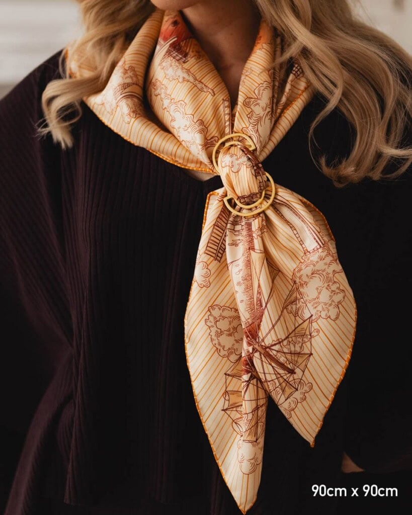 Apaszka jedwabna dwustronna wiatraki spadiora 2