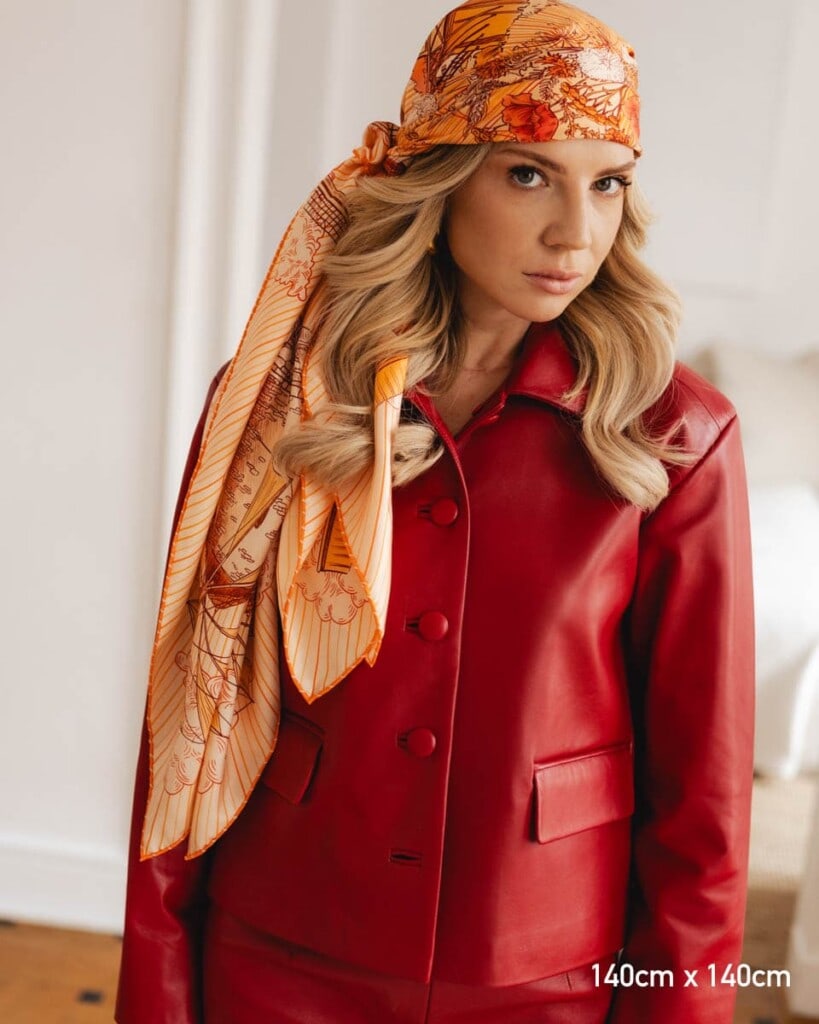 Apaszka jedwabna dwustronna wiatraki spadiora 6