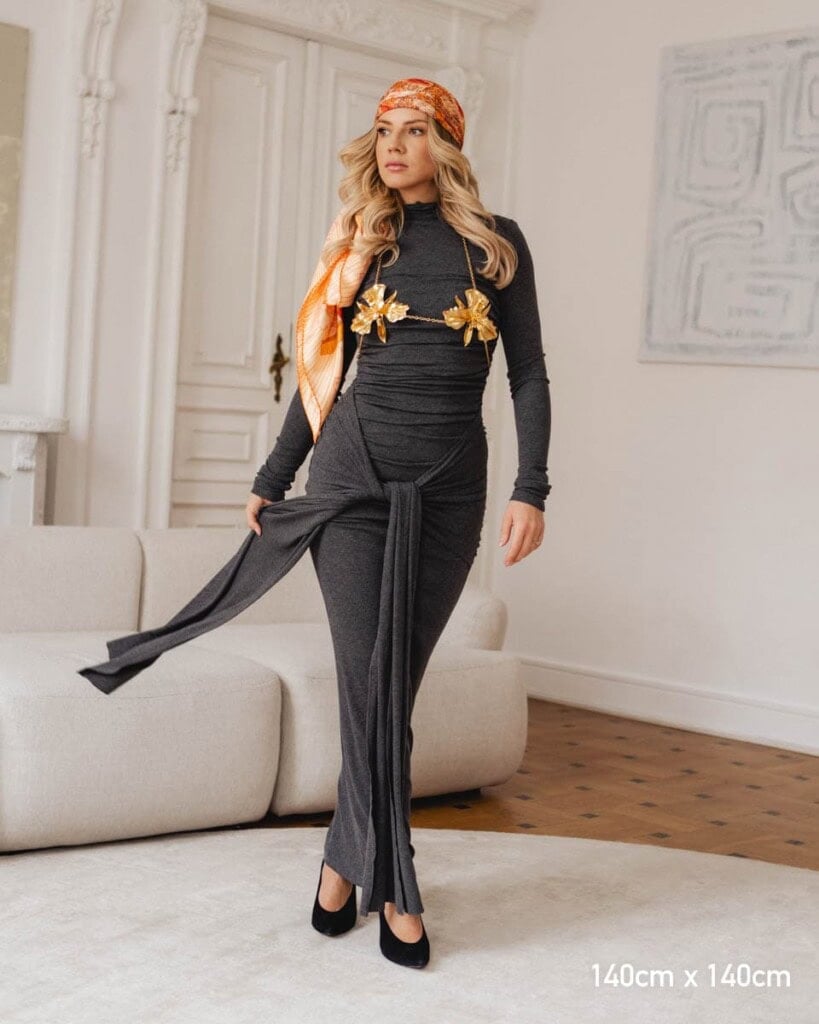 Apaszka jedwabna dwustronna wiatraki spadiora 7