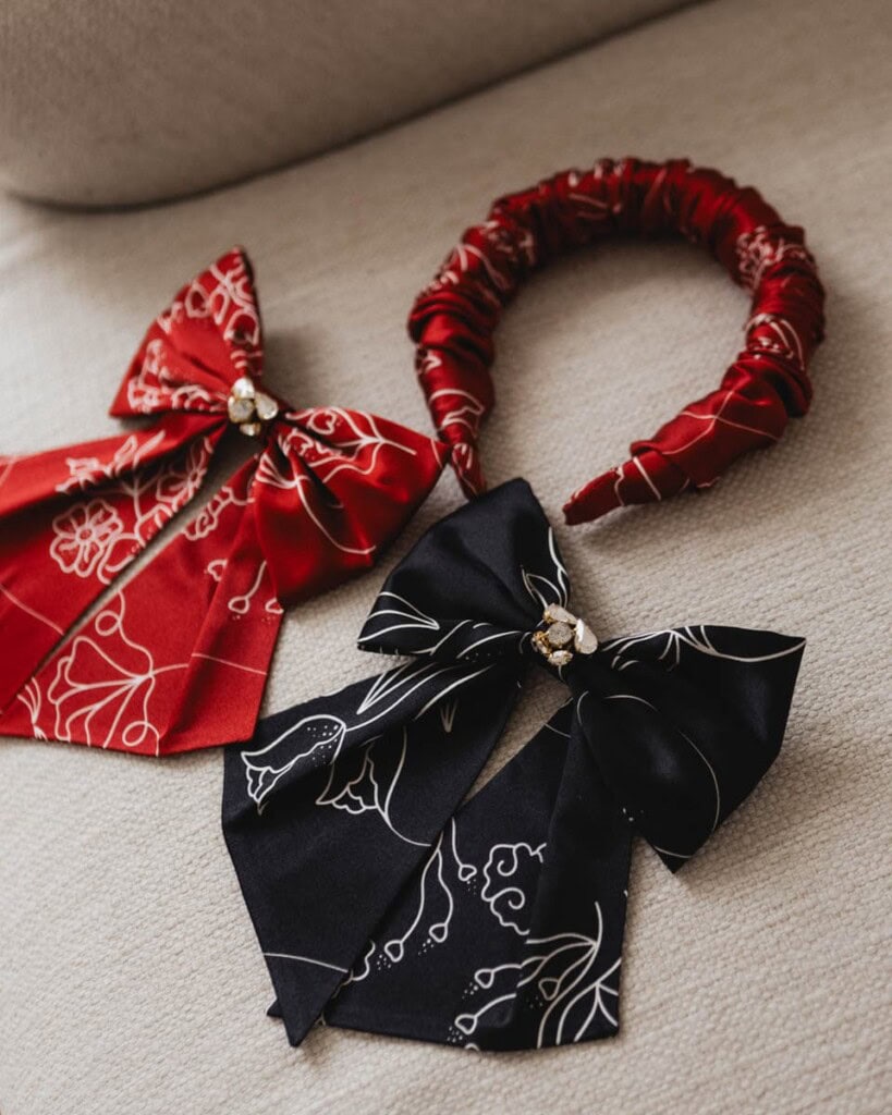 jedwabna opaska do wlosow lirika feminimal bordo spadiora 3