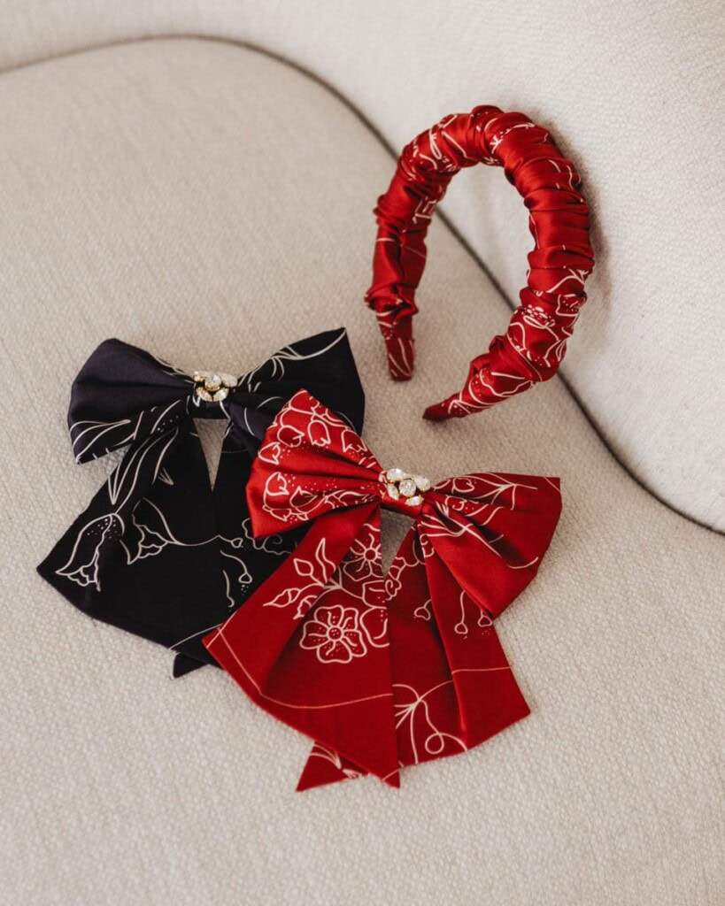 jedwabna opaska do wlosow lirika feminimal bordo spadiora 4