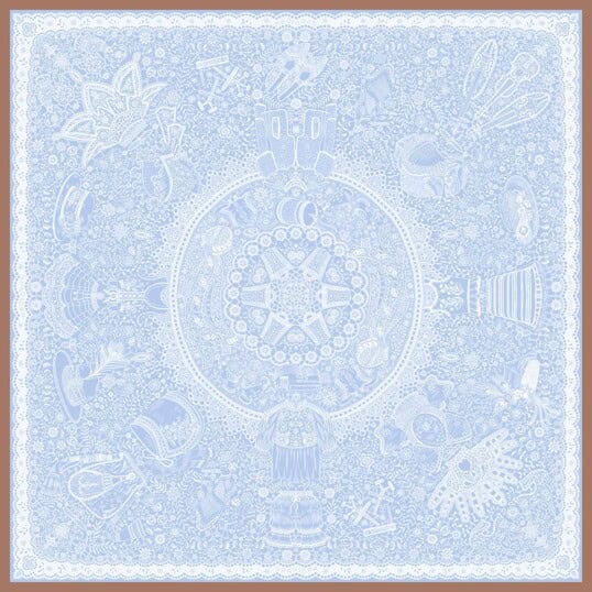 apaszka jedwabna dwustronna koronka blawatna spadiora