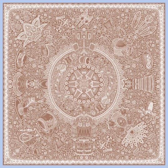 apaszka jedwabna dwustronna koronka plowa spadiora