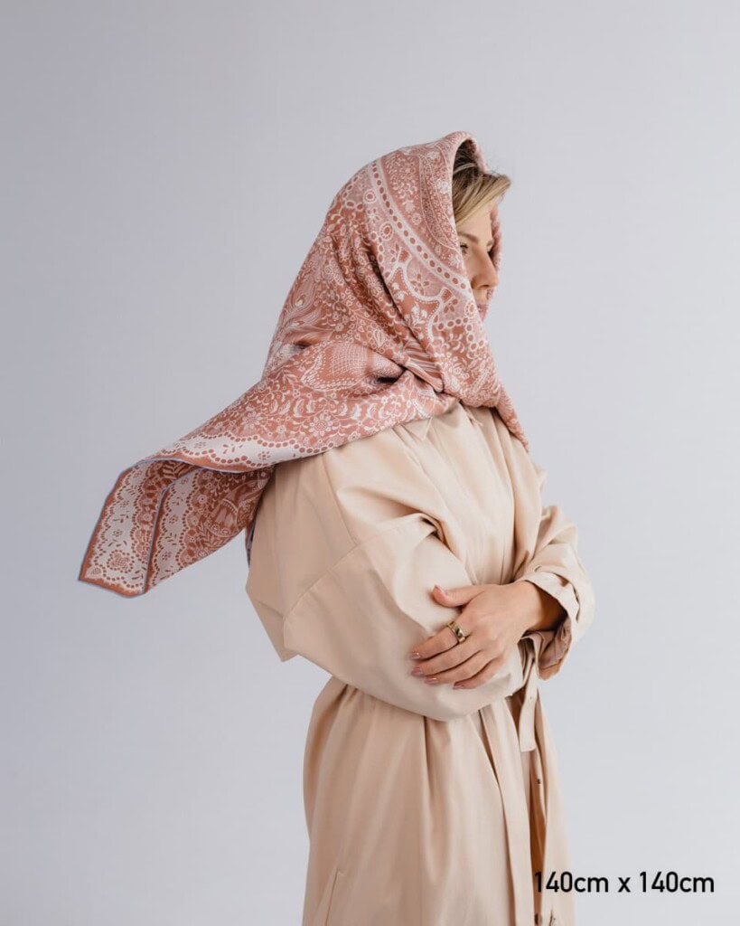 apaszka jedwabna dwustronna koronka plowa spadiora 15